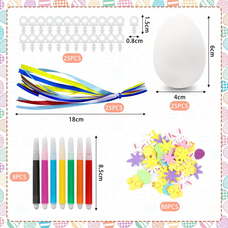 LETSHOLD Pack of 25 Easter Eggs Plastic White 6 cm,