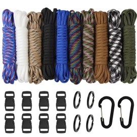aufodara 10 Colors Paracord Bracelets Rope 7-Strand Nylon Rope DIY Manual Braiding With 14 pcs Paracord Crafting Kits for Outdoor Survival Rope Lanyards Keychain Dog Collar DIY Kit Craft Toy (24pcs)