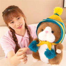 Hamster Plush Toy, Children's Stuffed Toys, Plush Hamster Toy, Cuddly Toy, Guinea Pig Stuffed Toy, Early Education, Children's Birthday Gift, for Friends, Families (25 cm, Light Brown)