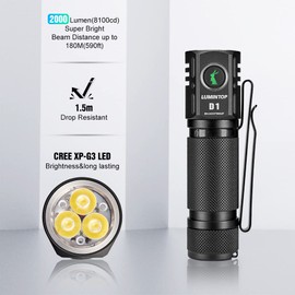 LUMINTOP Extremely Bright LED Torch, 2000 Lumen Torch with 5 Modes and Long Working Time, IP68 Waterproof, Zoomable for Outdoor, Hiking, Camping