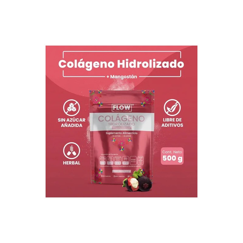 Colágeno Hidrolizado Con Mangostán 500 Grs Flow