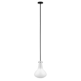 Henn&Hart 11.75" Wide Pendant with Glass Shade in Black, for Home, Living Room, Bedroom, Entertainment Room, Office, Kitchen, Dining