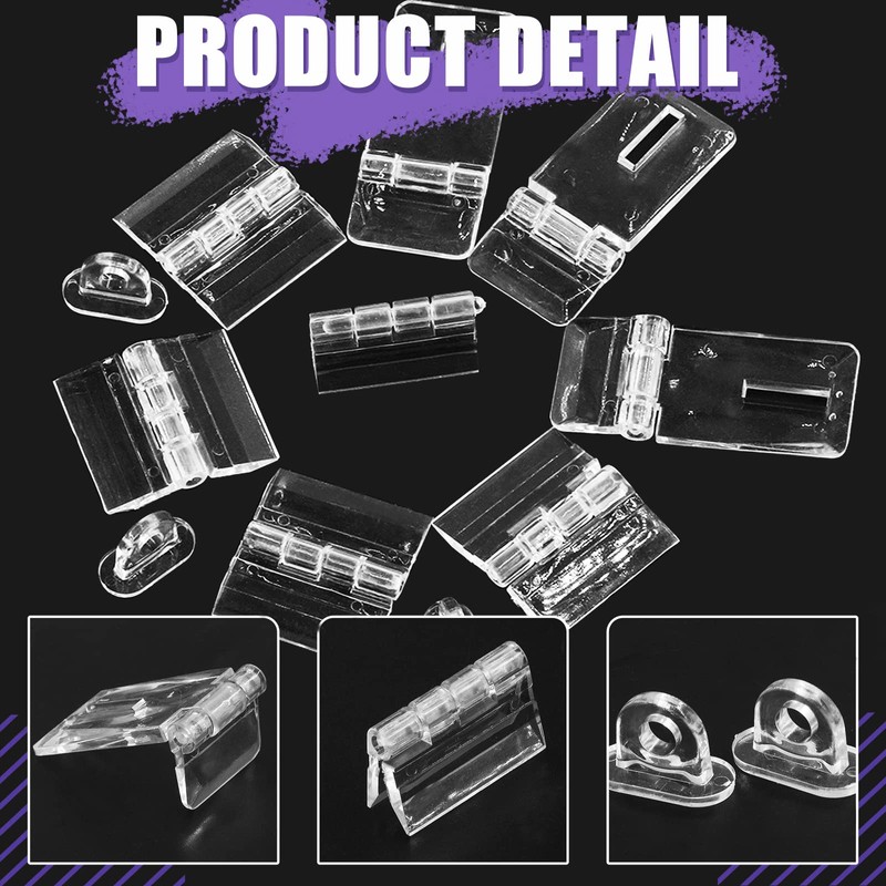 Swpeet Assortment Kit: 60 Pcs Mini Acrylic Hinges, Hasps, Lock