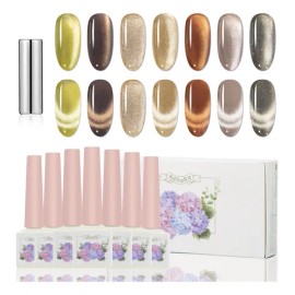 Esmaltes Uñas Gel Efecto Ojo Gato 12 Ml+liman, 7 Unidades