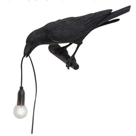 NorDiem Crow Table Lamps Bird Desk Lamp Bedroom Wall Sconce lamp Light Resin Decoration E12 110V LED Bulb (Right Black Wall Lamp)