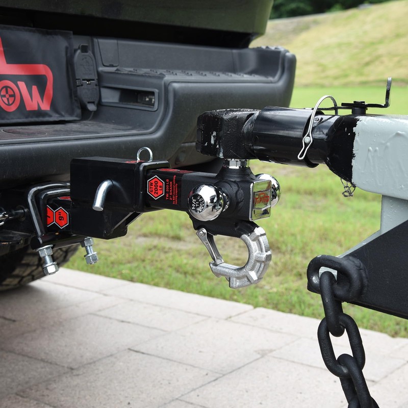 TOPTOW Trailer Hitch Tri-Ball Hitch with Hook, Triple Tow Balls,