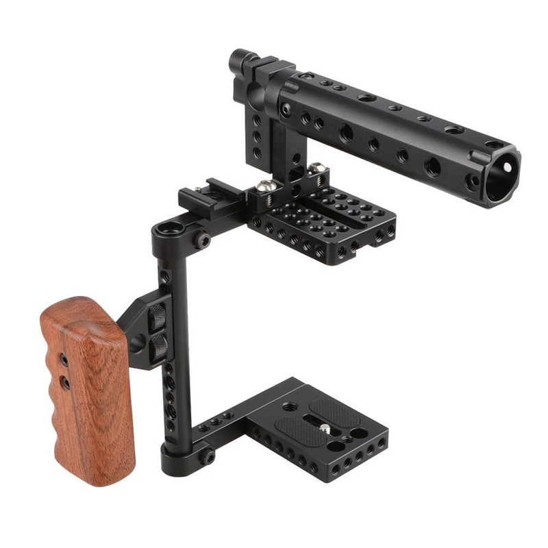 CAMVATE DSLR Camera Cage Top Handle Wood Grip for 60D