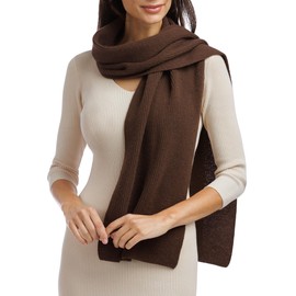 Fishers Finery Women's 100% Cashmere Ribbed Knit Scarf; Classic Wrap Scarf Design, 2 Ply Cashmere for Extra Warmth and Comfort, Beautiful Gift Box Included (Brown)
