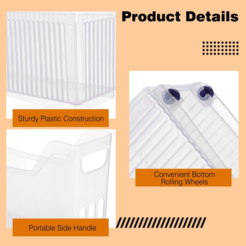 OMISTAR 3 Pcs Clear Plastic Pantry Storage Organizer Bins, 13.4