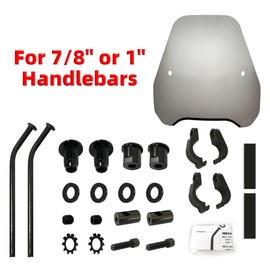 FATECIM 15" Smoke Motorcycle Windscreen Windshield Motorbike Wind Deflector Flyscreen Universal for Harley Davidson Honda Kawasaki Suzuki Triumph Yamaha Indian Victory with 7/8" or 1" Handlebars