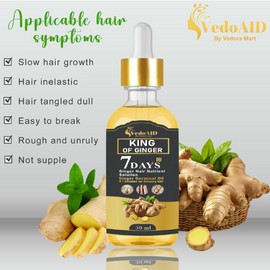 VedoAID Ginger Oil for Hair Growth - Biotin Hair Growth Serum, 100% Pure Natural Ginger Essential Oil - Promotes Stronger, Thicker, Longer Hair in Women & Men (5pc, Premium)