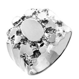 Men's 925 Sterling Silver Nugget Rings "The Stand" (Size 7)