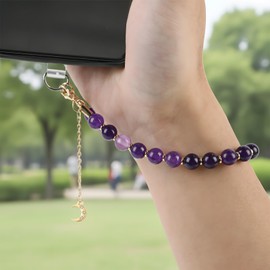 Amethyst Natural Stone Phone Charm Beaded Wrist Strap Lanyard