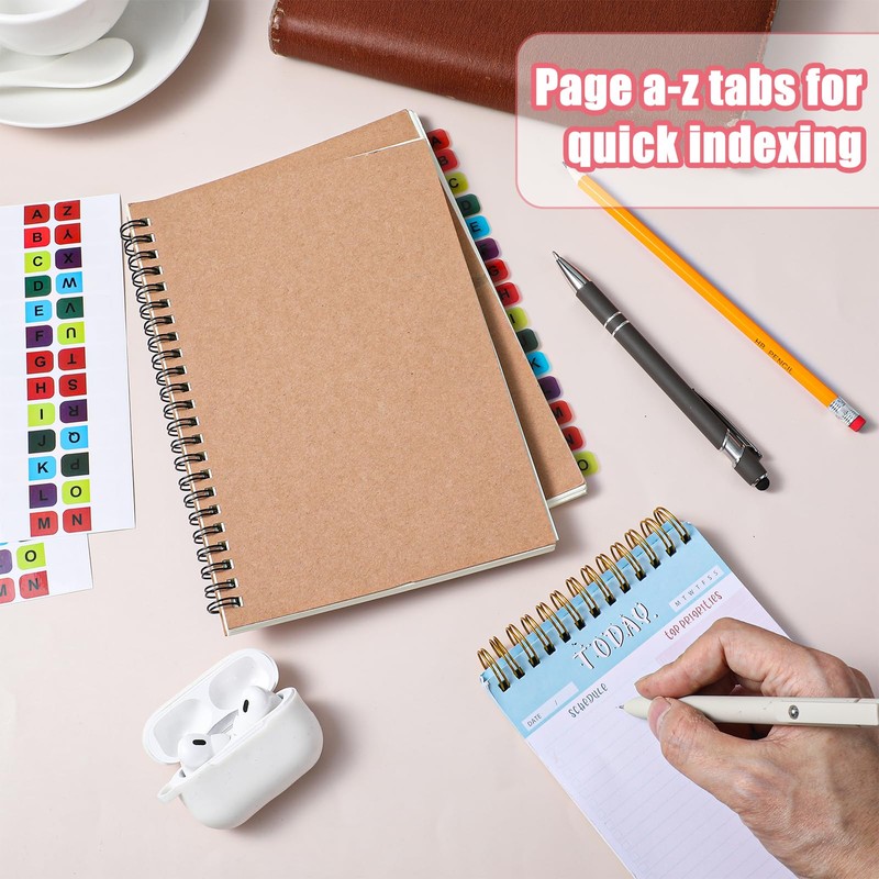 ElevateTech A-Z Alphabet Tabs, 24 Sheets A-Z Multicolor Sticky Alphabet