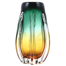 Luxury Lane Hand Blown Laine Sommerso Art Glass Vase for Home Decor 10 inch Tall Centerpiece Table Decoration