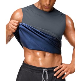 Junlan Sauna Shirt for Men - Waist Trainer Sweat Vest Gym Top for Gym Workout(Gray,Small)