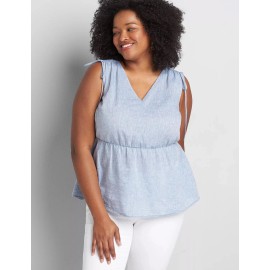 Lane Bryant Tie-Shoulder Top Color Moonlight Blue Size 34/36 MSRP $49.95 NWT