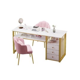 예쁜 테이블 책상 아트 프레임 40cm 골드 네일샵용 크림색 [색 나비 의자] Pretty Table Desk Art Frame 40cm Gold Cream Color for Nail Shop [Color Butterfly Chair]