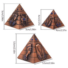 Guador Metal Egyptian Pyramids Figurine, 3Pcs/Set Pyramid Model Egyptian Pyramid Display Statue Ancient Art Building Model Pharaohs Bronze Metal Sculptures Statue Souvenir Gift (Red copper)