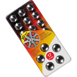 2241-20 Piece - Ø 17 mm Chrome nut caps, Wheel screw cover bolt cap Protectors