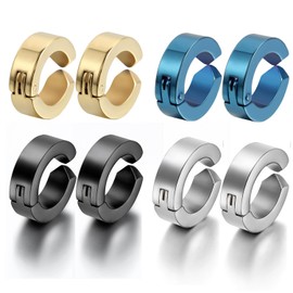 OIDEA Non-Piercing Ear Cuff Magnetic Set, Ear Clips Men Women Unisex Vintage Ear Cuff Stainless Steel Punk Rock Earcuffs Earrings in Black Gold Silver Blue Earrings Lace Circle Gift, Stainless Steel,