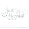 Metallic Silver Just Married Car Window Sticker, Silver Wedding Decorations,