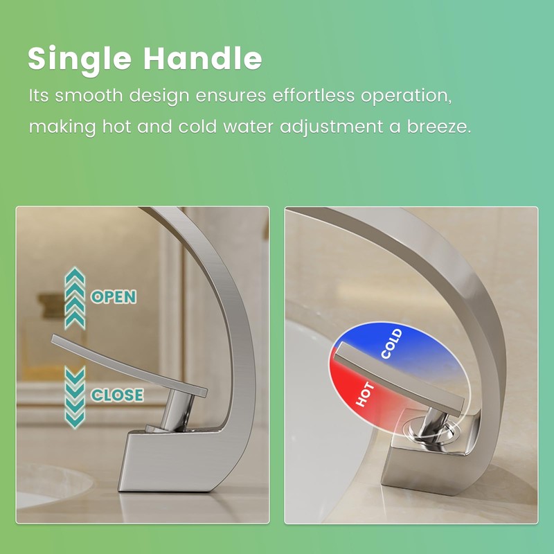 Geobella Bathroom Sink Faucet Modern Single Hole 1-Handle Faucet, Brushed