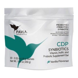 PAVIA Probióticos vivos en gel con Extracto de Café Verde, Prebióticos y Antioxidantes, 1 billón de probióticos, Sin azúcar, Sabor vainilla y café. 30 sobres