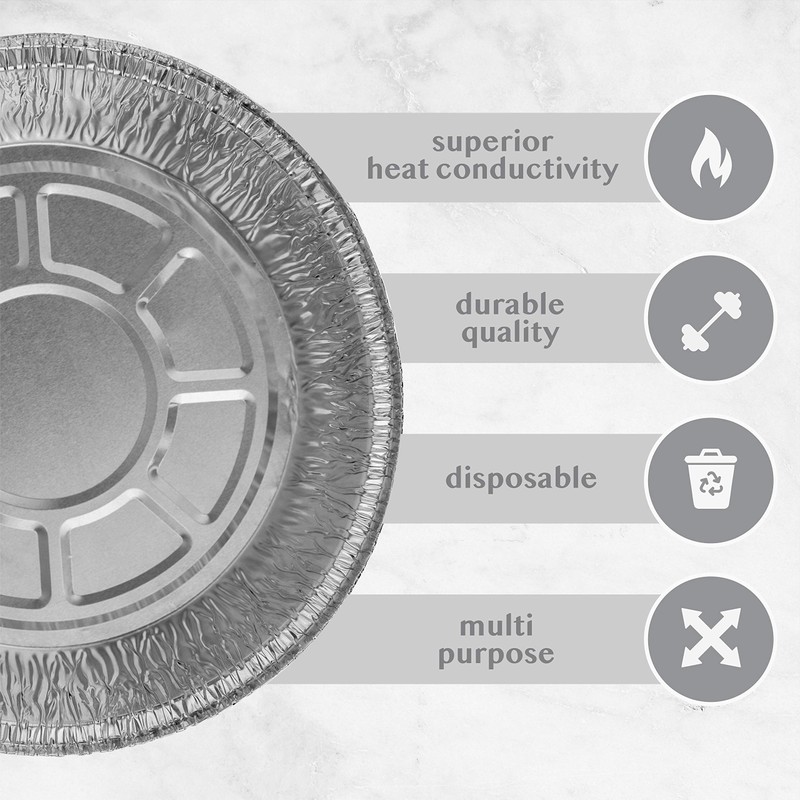 Plasticpro 7'' Inch Round Tin Foil Pans Disposable Aluminum, Freezer