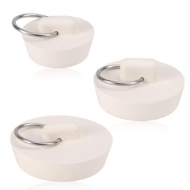 BOXOB 3pcs 3 Sizes Sink Drain Stoppers, Rubber Sink Plugs with Hanging Ring Kitchen Drain Plugs for Bathroom Laundry & Outdoor Use (White)
