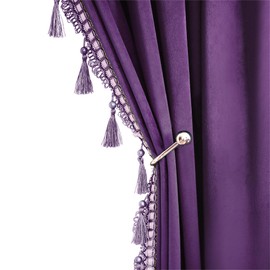 Purple Blackout Velvet Curtains 90 inches Long Black Out Curtains for Bedroom Windows Rod Pocket Curtains & Drapes with Tassels Soundproof Thermal Curtains for Living room 2 Panels Set 52" x 90"