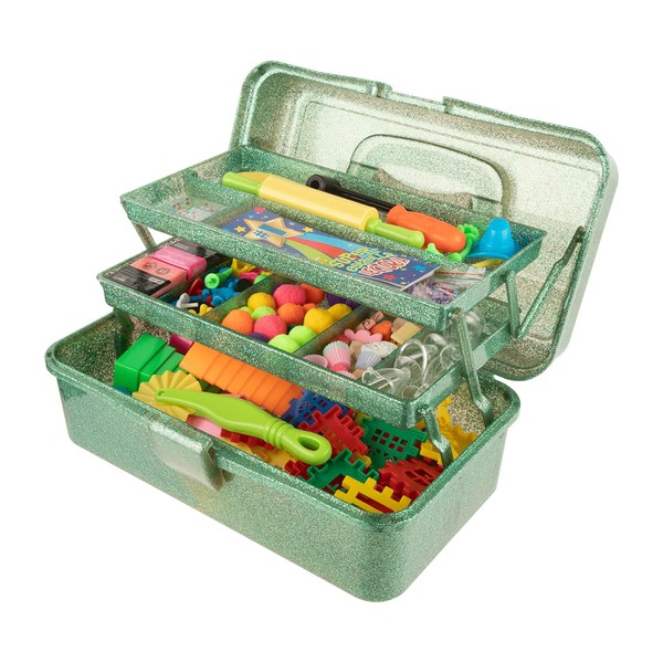 Glitter Art & Craft Tool Storage Box,3-Layer Stackable Carry Tackle