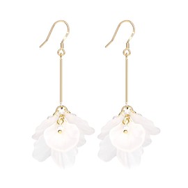 Merdia Dangle Earrings Synthetic Resin Petals Drop Long Earring For Women, Metal Synthetic Resin