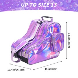 Hytiland Roller Skate Bag, Stylish Plain Holographic, Spacious Big Capacity, Waterproof & Durable, Ice Skate Bag for Women and Youth