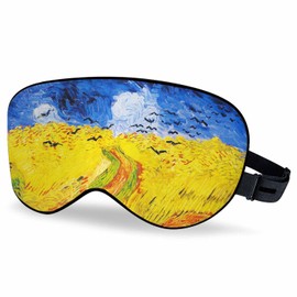 Vnwoalu Van Gogh Art Work Sleep Eye Mask Wheat Field Crows Men Women Sleep Mask with Adjustable Strap Eye Cover Eye Shade for Travel, Nap,Meditation