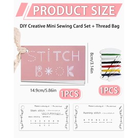 IPNSDON 1 Creative Mini Sewing Book, DIY Creative Mini Sewing Card Set, Improving Sewing Skills, Embroidery Book, Portable Mini Travel Sewing Kit