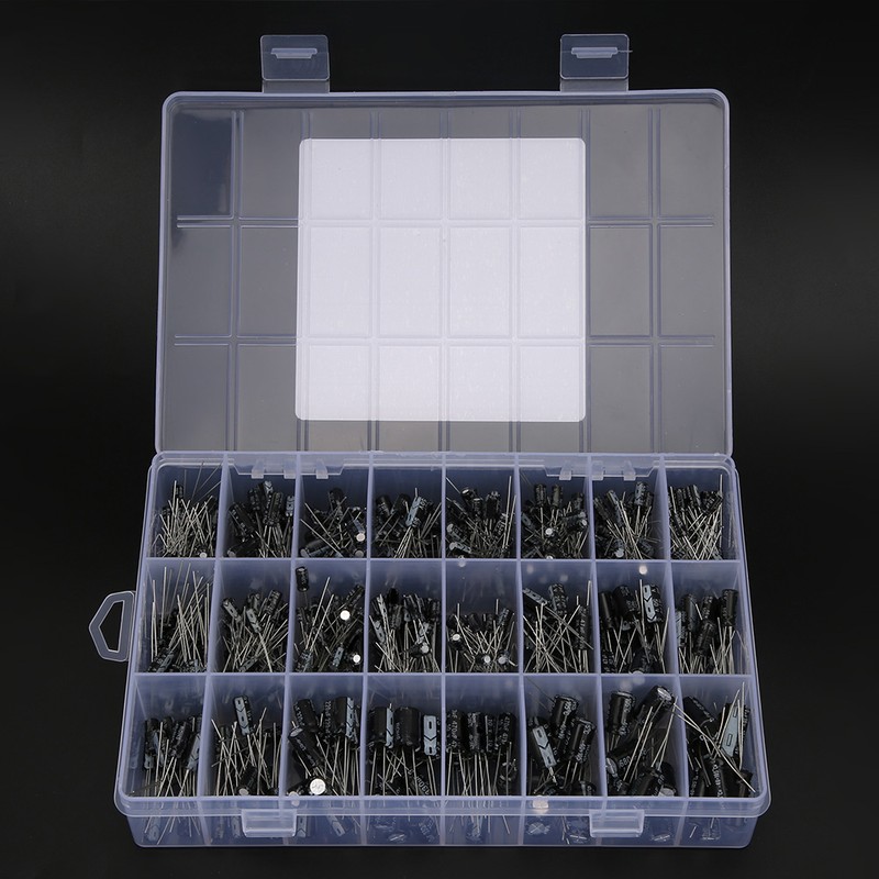 545Pcs 24 Models 0.1uF-1000uF Aluminum Electrolytic Capacitor Assortment Kit with