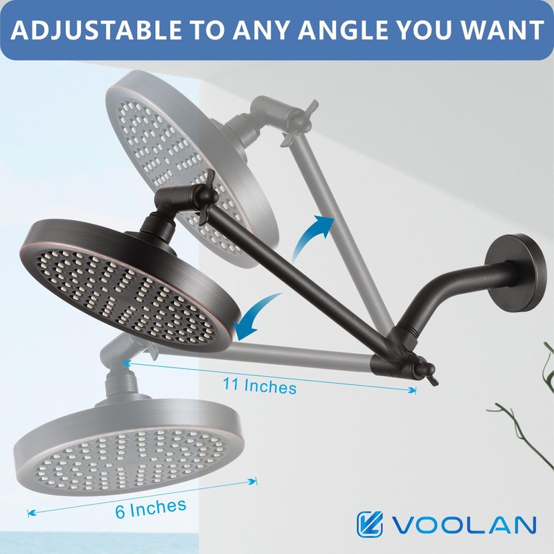 Voolan Rain Shower Head with Extension Arm - High Pressure