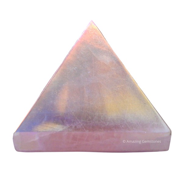 Angel Aura Rose Quartz Pyramid Crystal Healing Stones - 1"