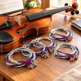 10 Sets Violin Strings for 4/4 & 3/4 Violins – Medium Soft Alloy Replacement Strings for Practice and Daily Playing