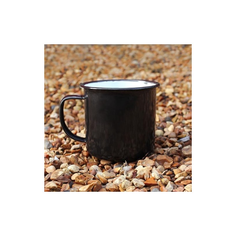eBuyGB Set of 2 380ml Coloured Enamel Mugs Retro Outdoor
