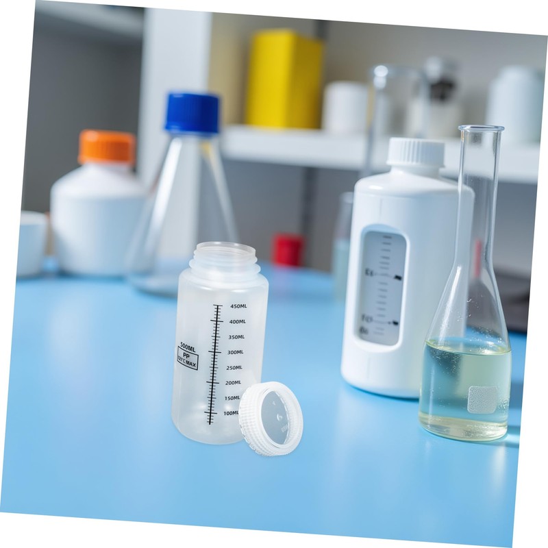 BUGUUYO 4pcs Plastic Graduated Reagent Bottles with Wide Mouth and