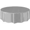 AIBC Just Believe... Round Disposable Plastic Table Covers Party Table Cloth Wipe Clean Plastic Tablecloth, 7ft (2 Pack) (Silver)