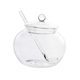 NOLITOY Large Round Glass Spice Jars with Spoon Transparent Food Storage Containers for Tea Dried Fruits and Condiments Kitchen Tool with Glass Lid for Organizing Spices and Sugar