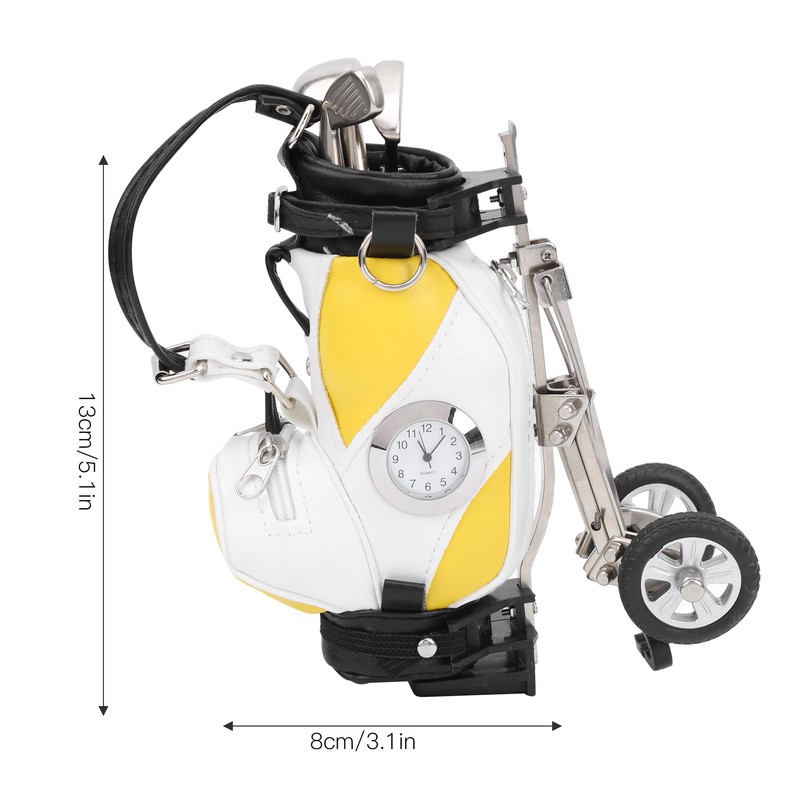 Mini Desktop Zinc Alloy Golf Bag Pen Holder with Lawn