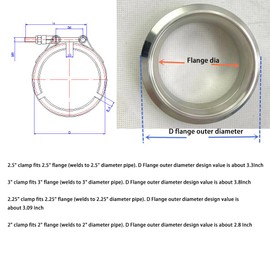 2'' V Clamps 51mm Stainless Steel 304 M8 Bolt Not Including Flange (1, 2'')