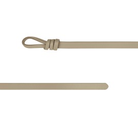 Elerevyo Women's Leather Skinny Belt for Dress Adjustable Knotted Thin Waist Belts for Ladies Length 105.0cm/41.3" Light Khaki