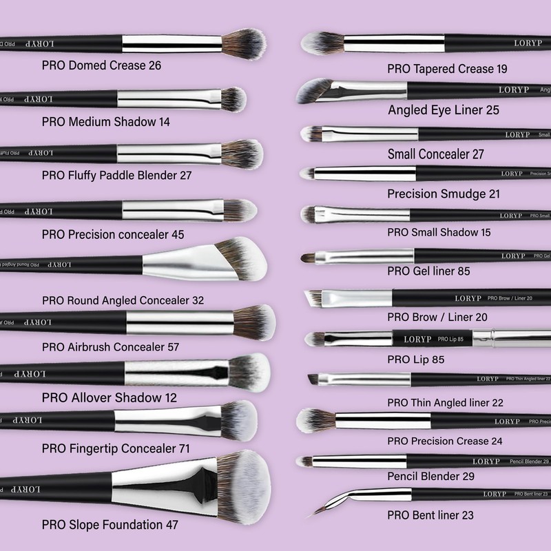 LORYP Professional Makeup Brushes Set 32Pcs Matte Black Cosmetic Brush