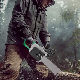 YUNLAIGOTOP Electric Chainsaw, 1300W Corded Chain Saw, Handheld Home Electric Wood Cutting Saw with Lock Switch, Powerful Corded Electric Chainsaw for Wood Cutting Tree Trimming