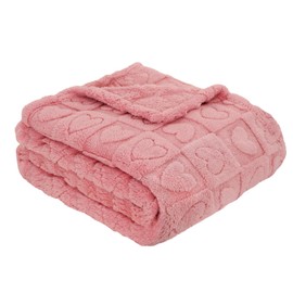 MACEVIA Throw Blanket for Women with Heart Checkered, Birthday Gifts for Women Mom Girlfriend Super Soft & Warm Fuzzy Fleece Blanket for Couch Sofa Bed Office 280gsm (Pink,50"x70")